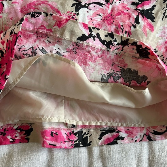 Kim Rogers Dress Womens 14 Pink Black Floral Linen Shift Sheath Classic Office - Picture 2 of 12